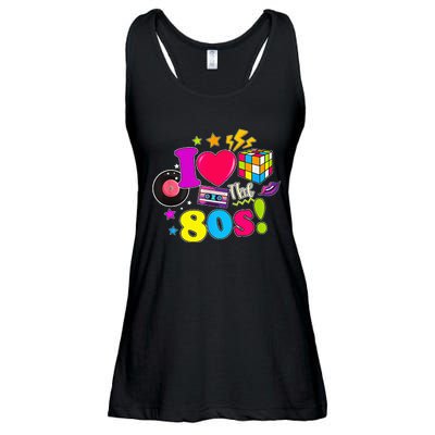 I Love The 80s Vintage Outfit 80's Theme party Ladies Essential Flowy Tank