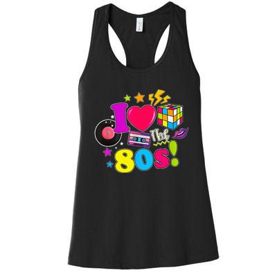 I Love The 80s Vintage Outfit 80's Theme party Women's Racerback Tank