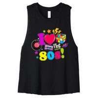 I Love The 80s Vintage Outfit 80's Theme party Women's Racerback Cropped Tank