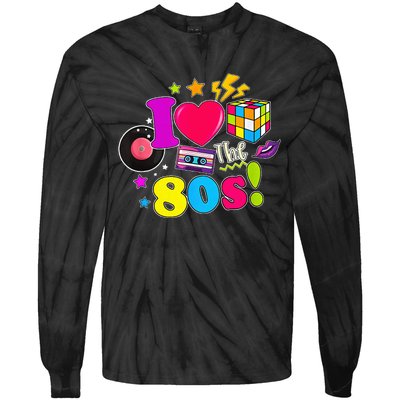 I Love The 80s Vintage Outfit 80's Theme party Tie-Dye Long Sleeve Shirt