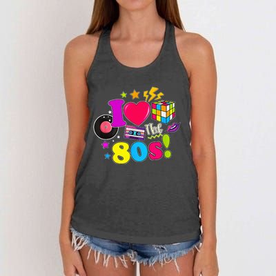 I Love The 80s Vintage Outfit 80's Theme party Women's Knotted Racerback Tank