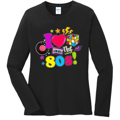 I Love The 80s Vintage Outfit 80's Theme party Ladies Long Sleeve Shirt