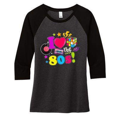 I Love The 80s Vintage Outfit 80's Theme party Women's Tri-Blend 3/4-Sleeve Raglan Shirt