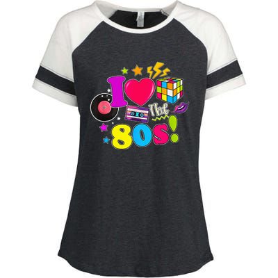 I Love The 80s Vintage Outfit 80's Theme party Enza Ladies Jersey Colorblock Tee