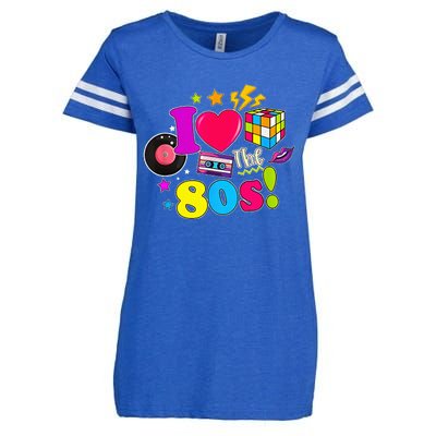 I Love The 80s Vintage Outfit 80's Theme party Enza Ladies Jersey Football T-Shirt