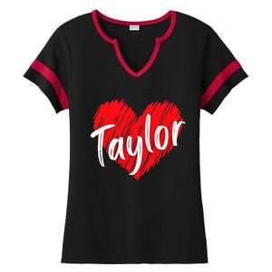 I Love T.aylor Heart Personalized Name T.aylor  Ladies Halftime Notch Neck Tee