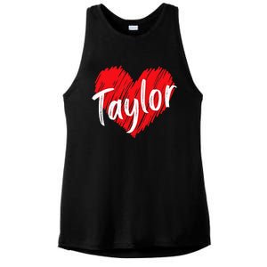 I Love T.aylor Heart Personalized Name T.aylor  Ladies PosiCharge Tri-Blend Wicking Tank