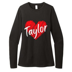 I Love T.aylor Heart Personalized Name T.aylor  Womens CVC Long Sleeve Shirt