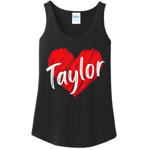 I Love T.aylor Heart Personalized Name T.aylor  Ladies Essential Tank