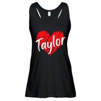 I Love T.aylor Heart Personalized Name T.aylor  Ladies Essential Flowy Tank