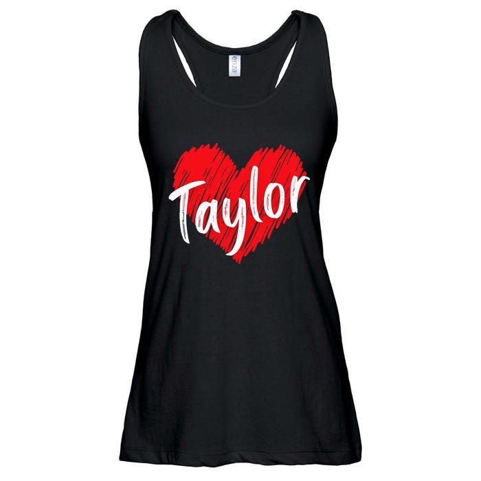 I Love T.aylor Heart Personalized Name T.aylor  Ladies Essential Flowy Tank