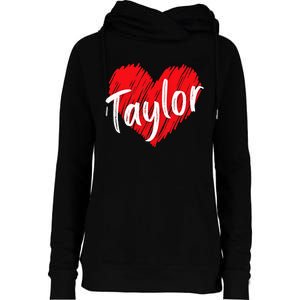 I Love T.aylor Heart Personalized Name T.aylor  Womens Funnel Neck Pullover Hood