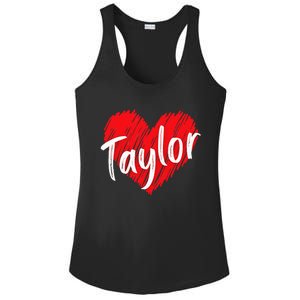 I Love T.aylor Heart Personalized Name T.aylor  Ladies PosiCharge Competitor Racerback Tank