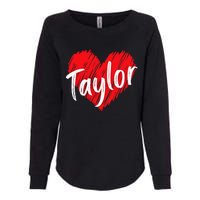 I Love T.aylor Heart Personalized Name T.aylor  Womens California Wash Sweatshirt