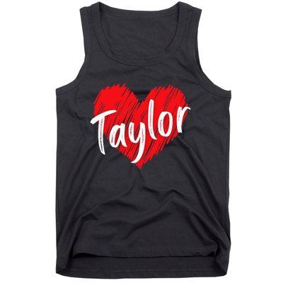 I Love T.aylor Heart Personalized Name T.aylor  Tank Top