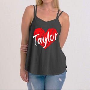 I Love T.aylor Heart Personalized Name T.aylor  Women's Strappy Tank