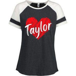 I Love T.aylor Heart Personalized Name T.aylor  Enza Ladies Jersey Colorblock Tee