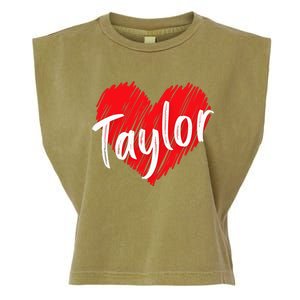 I Love T.aylor Heart Personalized Name T.aylor  Garment-Dyed Women's Muscle Tee