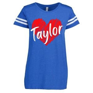 I Love T.aylor Heart Personalized Name T.aylor  Enza Ladies Jersey Football T-Shirt