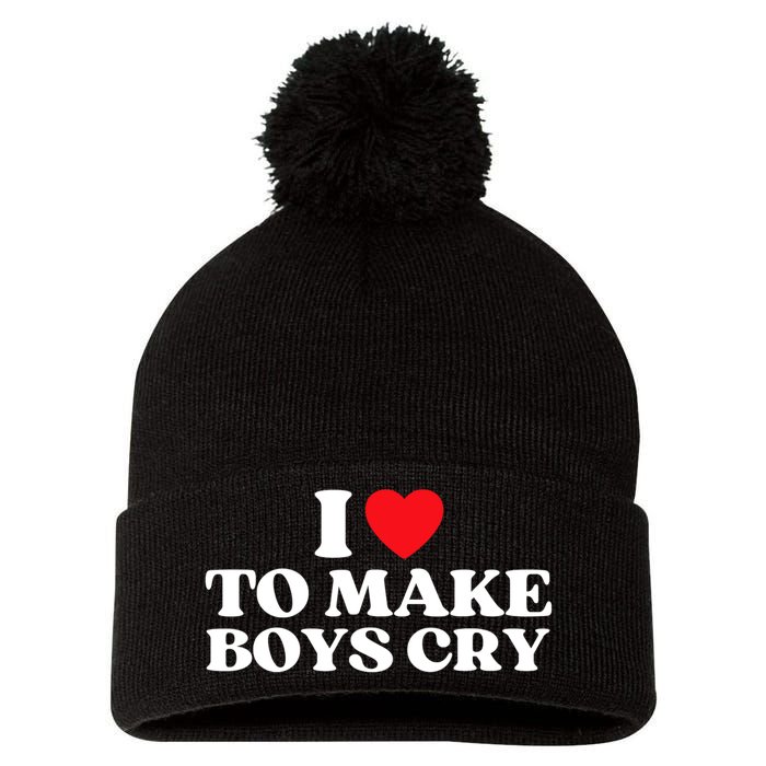 I Love To Make Bo'ys Cry Pom Pom 12in Knit Beanie