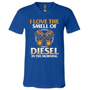 I Love The Smell Of Diesel In The Morning Truck Driver Gift V-Neck T-Shirt