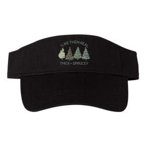 I Like Them Real Thick And Sprucey Funny Christmas Tree Xmas Valucap Bio-Washed Visor