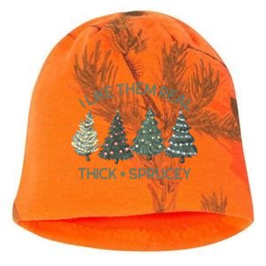 I Like Them Real Thick And Sprucey Funny Christmas Tree Xmas Kati - Camo Knit Beanie