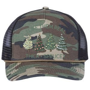 I Like Them Real Thick And Sprucey Funny Christmas Tree Xmas Retro Rope Trucker Hat Cap