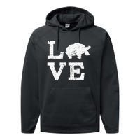 I Love Turtles Tortoises Performance Fleece Hoodie