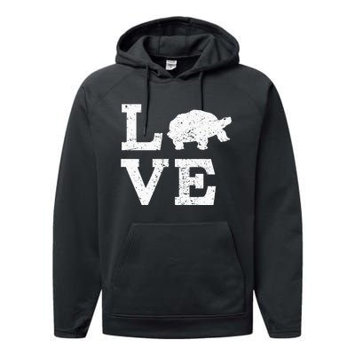 I Love Turtles Tortoises Performance Fleece Hoodie