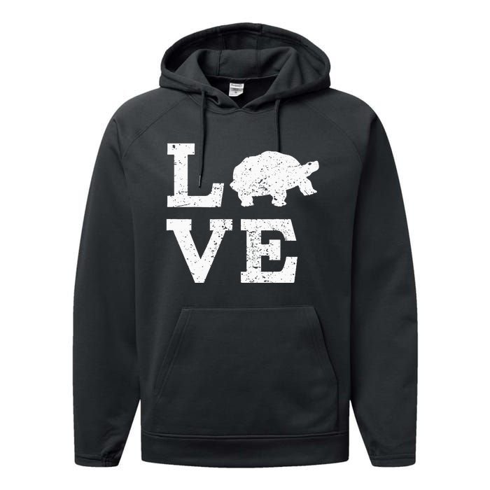 I Love Turtles Tortoises Performance Fleece Hoodie