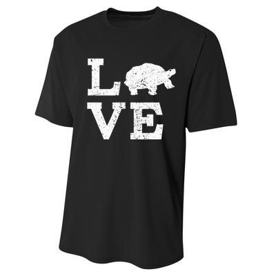 I Love Turtles Tortoises Performance Sprint T-Shirt