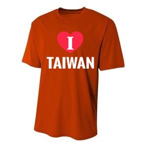 I Love Taiwan Patriotic Home Country Travel Gift Performance Sprint T-Shirt