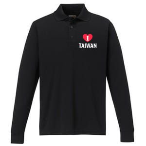 I Love Taiwan Patriotic Home Country Travel Gift Performance Long Sleeve Polo