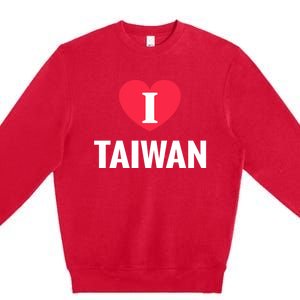 I Love Taiwan Patriotic Home Country Travel Gift Premium Crewneck Sweatshirt