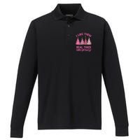 I Like Them Real Thick And Sprucey Funny Christmas Pink Tree Performance Long Sleeve Polo