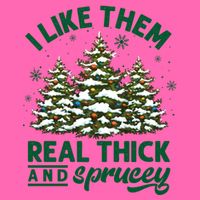 I Like Them Real Thick And Sprucey Funny Christmas Tree Xmas Stripe Pom Pom Beanie