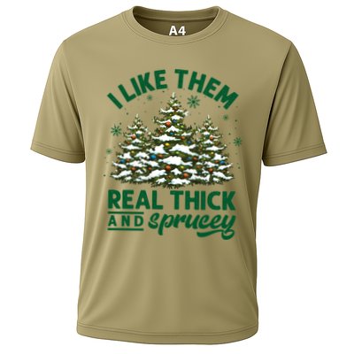 I Like Them Real Thick And Sprucey Funny Christmas Tree Xmas Performance Shirt