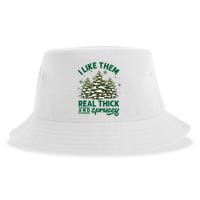 I Like Them Real Thick And Sprucey Funny Christmas Tree Xmas Sustainable Bucket Hat