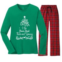 I Like Them Real Thick And Sprucey Funny Christmas Tree Xmas Women's Long Sleeve Flannel Pajama Set 