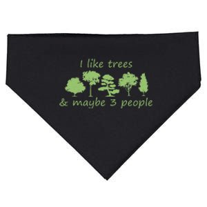 I Like Trees & Maybe 3 People Nature Tree Lover Tree Hugger USA-Made Doggie Bandana