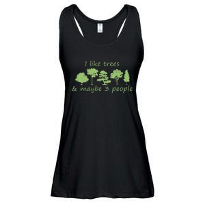 I Like Trees & Maybe 3 People Nature Tree Lover Tree Hugger Ladies Essential Flowy Tank