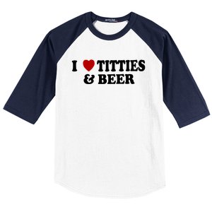 I Love Tittes And Beer Baseball Sleeve Shirt