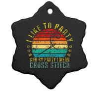 I Like To Party And By Party I Mean Cross Stitch Funny Retro Ceramic Star Ornament