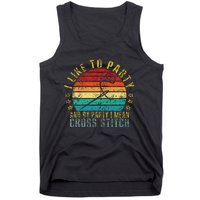 I Like To Party And By Party I Mean Cross Stitch Funny Retro Tank Top