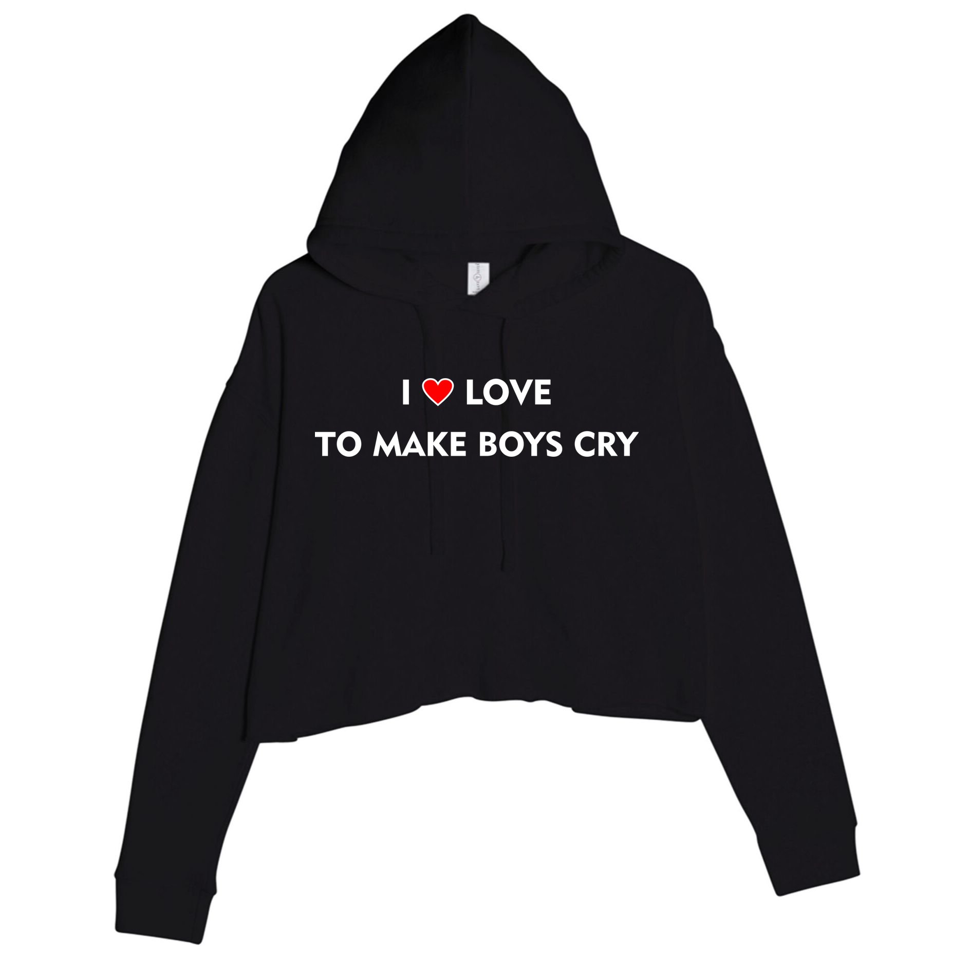 I Love To Make Boys Cry Funny Heart Crop Fleece Hoodie