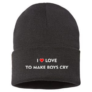 I Love To Make Boys Cry Funny Heart Sustainable Knit Beanie