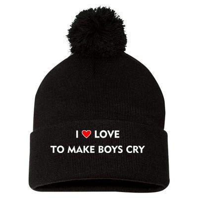 I Love To Make Boys Cry Funny Heart Pom Pom 12in Knit Beanie