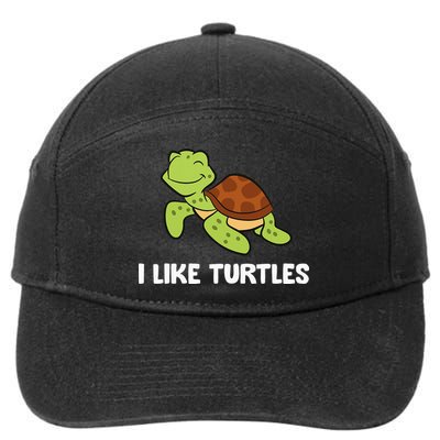 I Like Turtles Reptile Funny Sea Turtle 7-Panel Snapback Hat