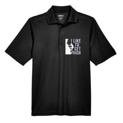 I Like To Get High Bouldering Mountain Climber Men's Origin Performance Piqué Polo